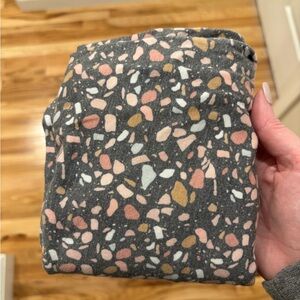 Copper Pearl Nursing/Car Seat Cover and Hat - Dark Gray Terrazzo Print Cozy Knit